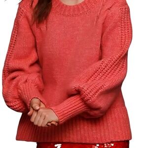 Anthropologie Maeve Small Pullover Ballon-Sleeve Crew Neck Wool NWT MSRP $198